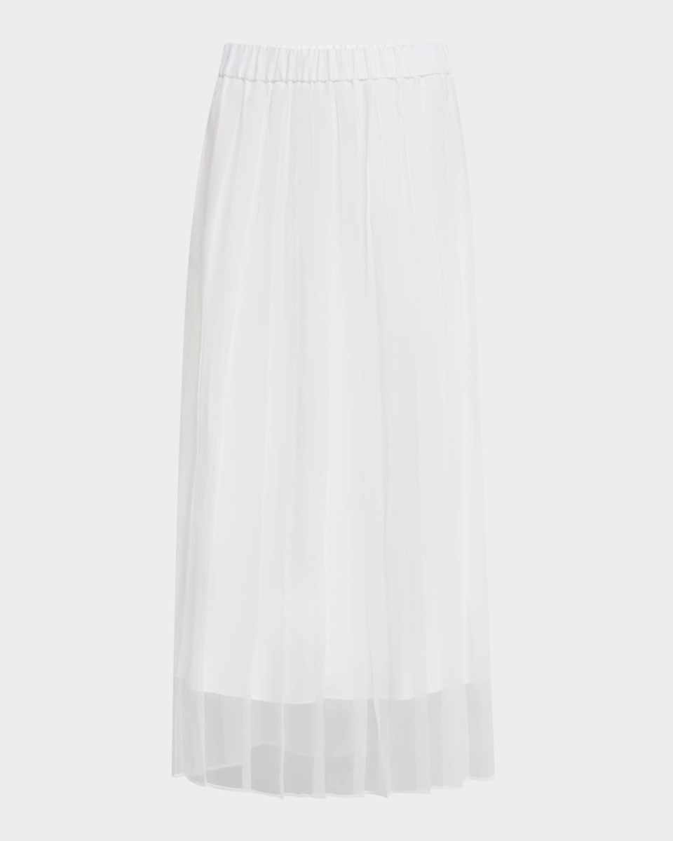 Crispy Silk Chiffon Pleated Midi Skirt